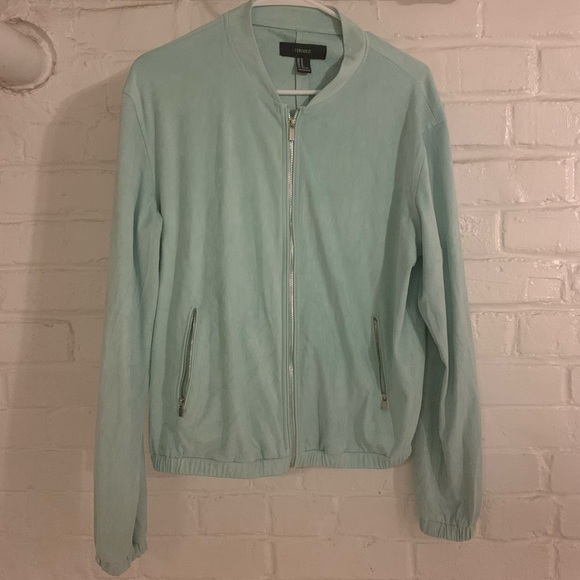 Tiffany blue Teal Forever 21 Bomber Jacket - Picture 1 of 3